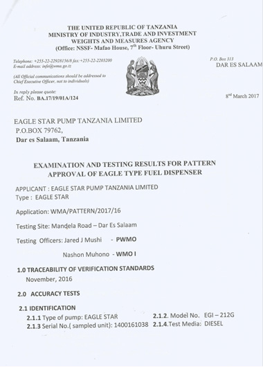 Tanzanian certificate